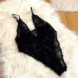 Full lace high leg black bodysuit